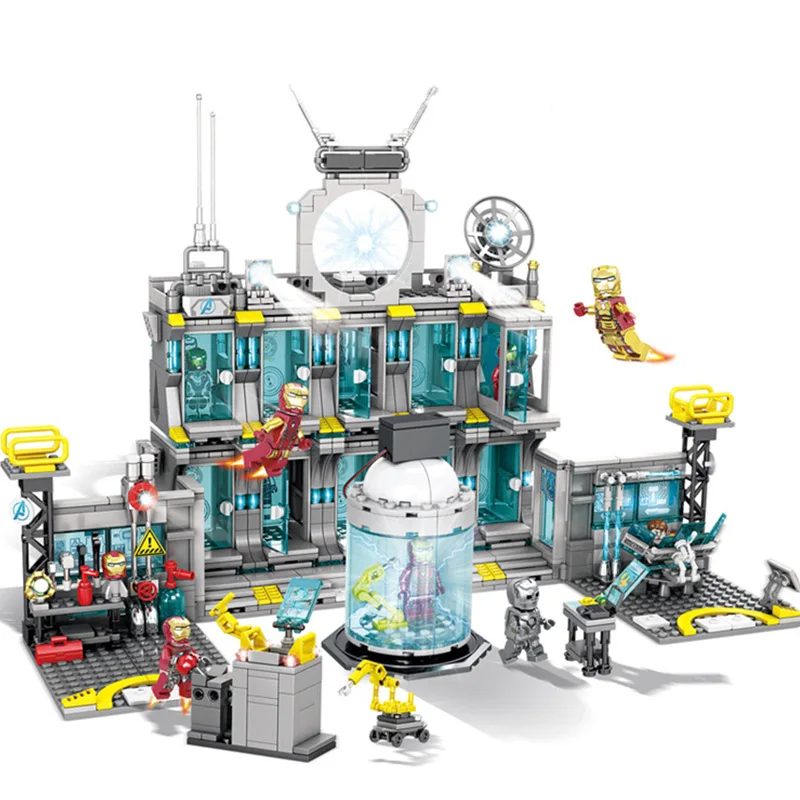 

Super hero Series Avengers Iron Man Hall of Armour Marvel Movie Building Blocks Bricks Model Kids Toys Compatible Legoinglys