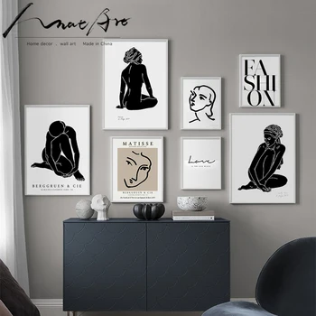 

Fashion Poster Set Canvas Wall Art Portfolio Black and white home decoration painting wall pictures for living room Minimalism