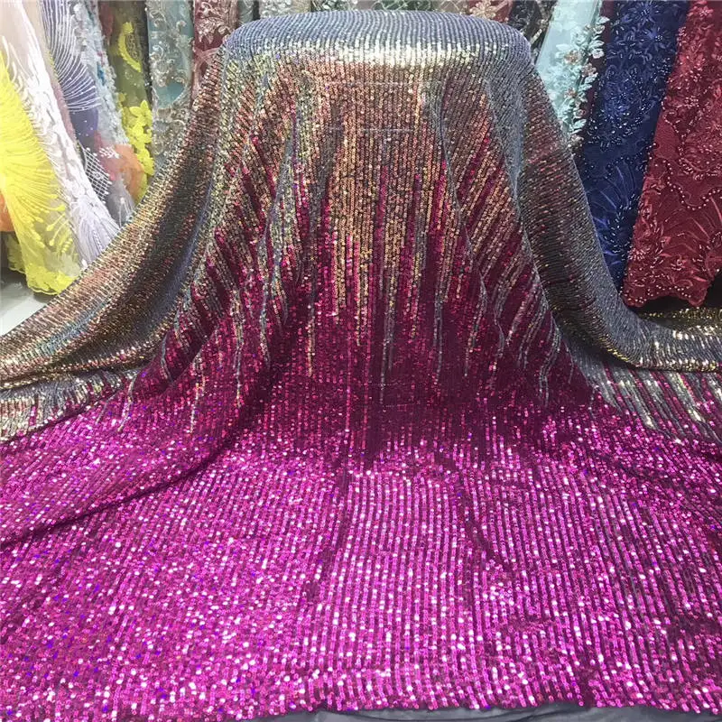 

NEW African Lace Fabric, French Sequins Net Lace Noble Rose Red Sequins Fabrics High Quality African Black Tulle Sequins Lace Fa