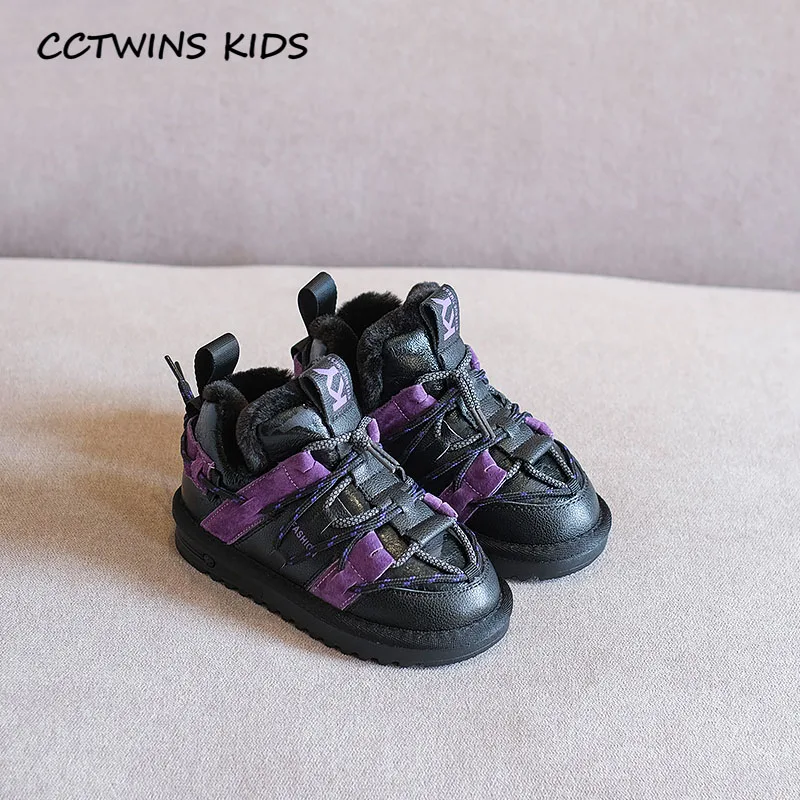 CCTWINS/детская обувь; коллекция года; зимние Брендовые ботильоны для маленьких девочек; модные зимние ботинки для мальчиков; детская теплая обувь; Цвет зеленый, фиолетовый; SNB140 - Цвет: Фиолетовый