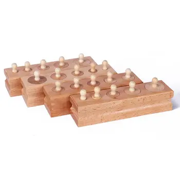 

New Montessori Materials Montessori Block Toys Educational Games Cylinder Socket Wooden Math Toys for Parent Child Interaction