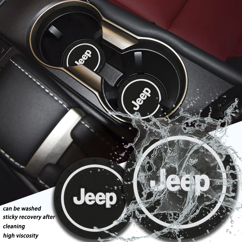 Cojinete portavasos con emblema para coche, accesorios antideslizantes para Jeep Grand Cherokee Wk2 Wj Compass Patriot, 1/2 Uds.
