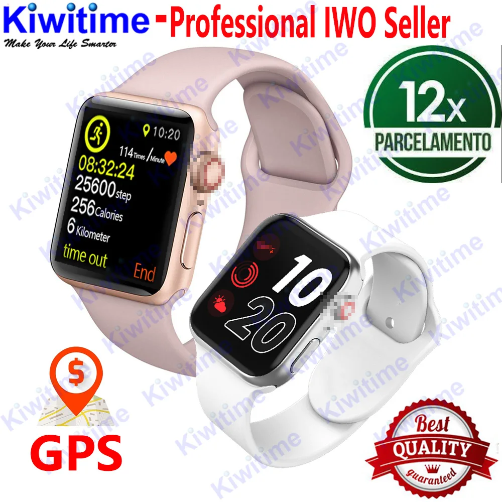 KIWITIME IWO 9 IWO 10 умные часы 44 мм gps пульсометр шагомер движения трек умные часы для iPhone Android телефон не IWO 7 8