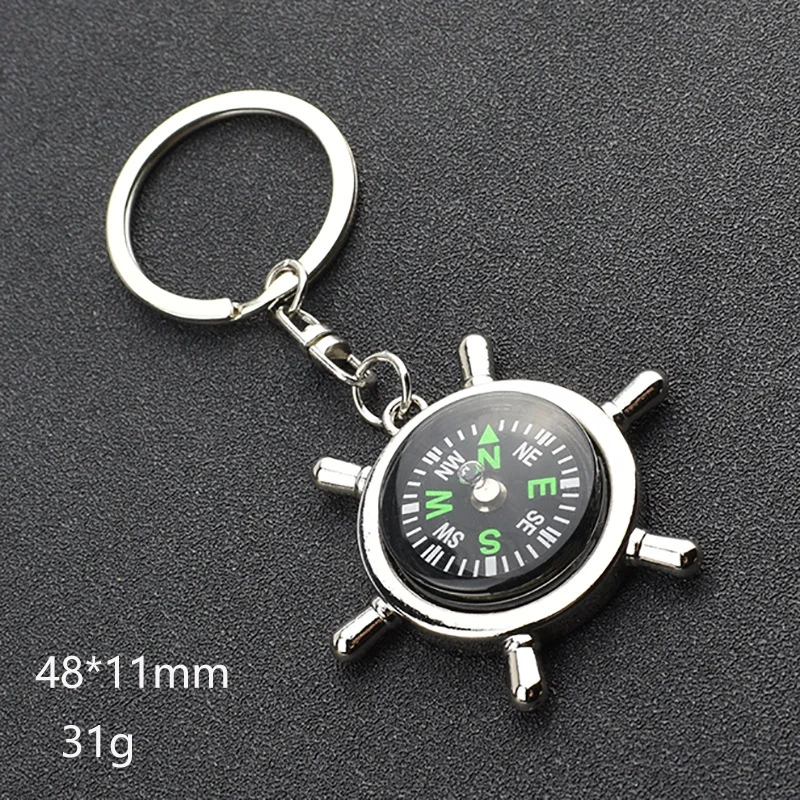 

Silver Helmsman Compass Keychain Fashion Key Chain Men Women Best Birthday Valentine's Day Gift Pendant Keyfob