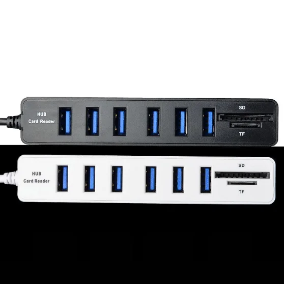 Usb хаб 2 0 Мульти USB сплиттер usb 6 портов Hab Mini TF/SD Кардридер высокоскоростной