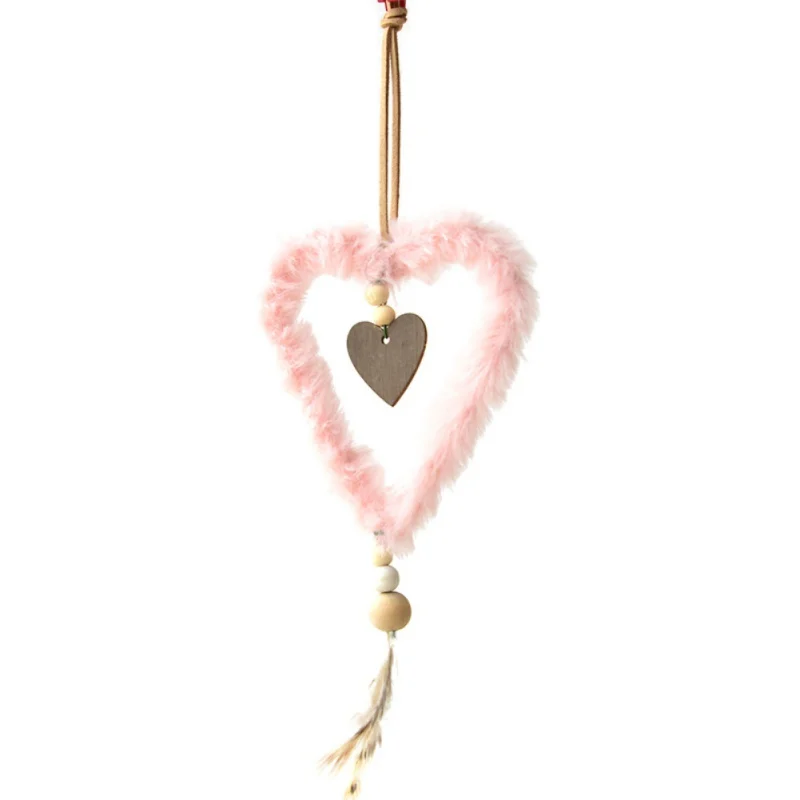 Creative Plush Christmas Tree Hanging Pendant Pink White Heart Star Feather Ornament Christmas Decoration for Home Xmas - Цвет: A