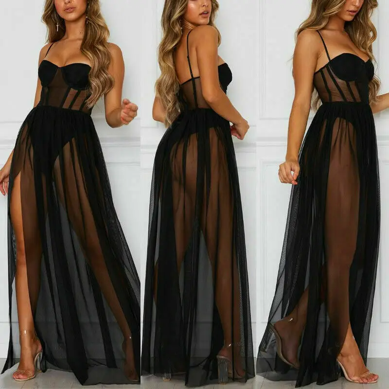 Sexy Women Lace Mesh Beach Cover Up Hot Summer See-through Long Maxi Beach Dress Female Swimwear Beachwear Bathing Suit beach cover swimsuit cover beach dress