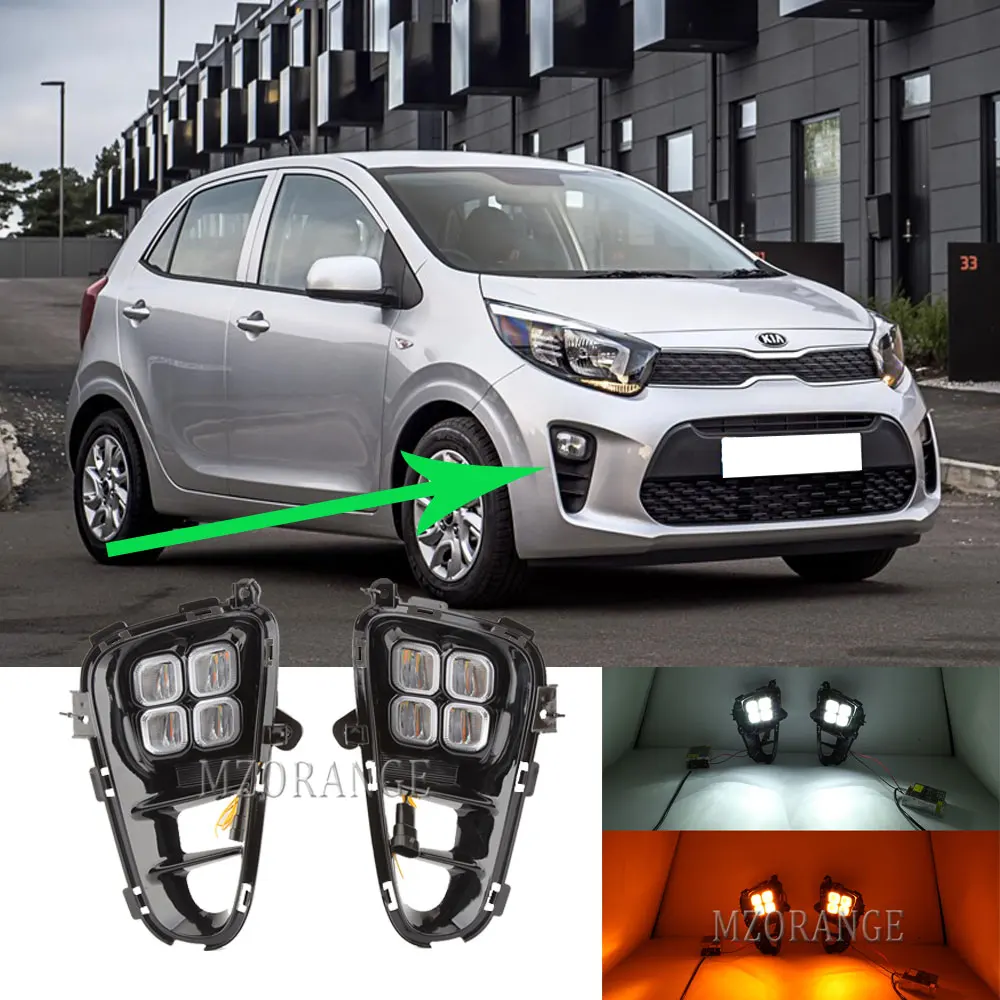 

for Kia Picanto Fog Light 2017 2018 2019 2020 LED DRL headlights Fog Lights Frame Grill Fog Light Cover Grill headlight Assembly