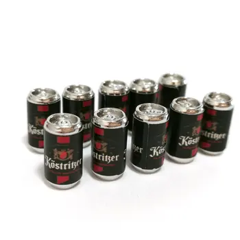 

10Pcs Cute Simulation Black Green Beer Cans 1:12 Scale Miniature Dollhouse Dolls Accessories Kitchen Mini Play Drink Toys