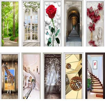 

Door Sticker Door Wrap Wall Sticker Mural Wallpaper Self Adhesive PVC Removable Waterproof Door Decal Home Decor
