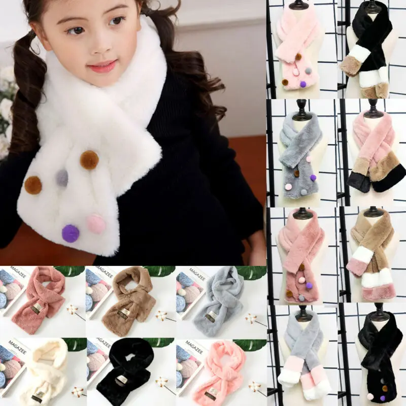 

2019 Baby Stuff Accessories Kids Boys Girls Soft Scarf Children Winter Neck Warmer Scarves Fuzzy Patchwork Neckerchief Shawl