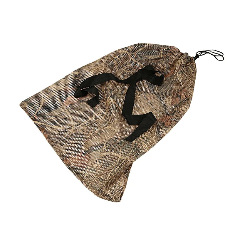 

New Hot 1 Pc Hunting Polyester Mesh Decoy Bag with Dry Grass Camouflage Printing Waterfowl Duck Goose Turkey Durable Decoy Bags