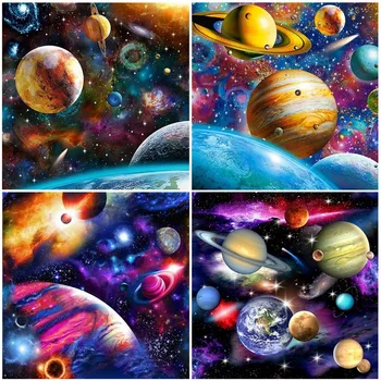 

4 Pack DIY 5D Diamond Painting Kits for Adults Full Space Drill Universe Galaxy, Handmade Arts Craft Home Wall Decor