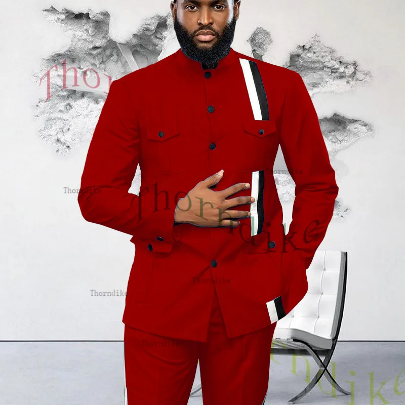 Thorndike Slim Fit Green 2 Piece Suit For Men Wedding Tuxedo Bridegroom Groomsmen Men Suits Business Party Prom Blazer T1322