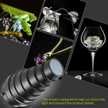 

Aluminum Conical Snoot with Honeycomb Grid 5pcs Color Filter Kit for Bowens Mount Studio Strobe Monolight Photography Flash