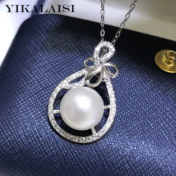 

YIKALAISI 925 Sterling Silver Jewelry Pearl Pendants 2020 Fine Natural Oblate Pearl jewelry 10-11mm Pendants For Women wholesale