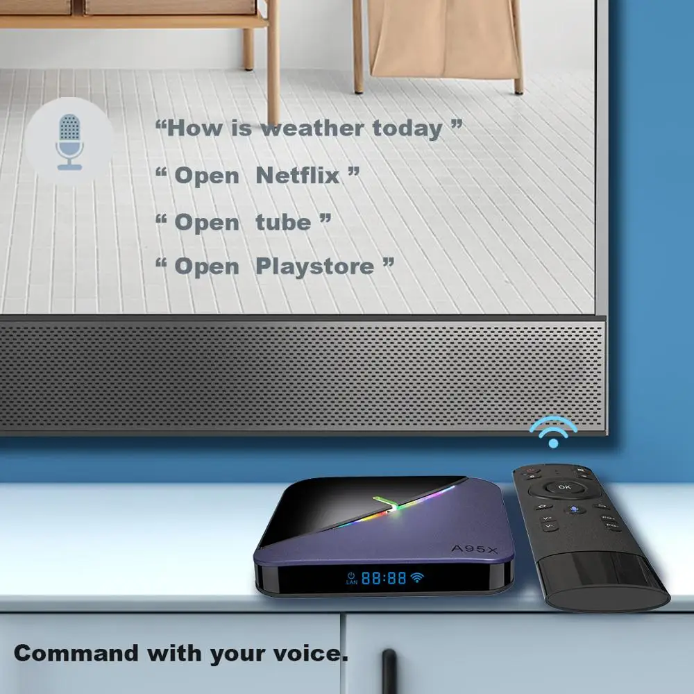 A95X F3 Air Smart tv Box Amlogic S905X3 Android 9,0 tv Box 4GB 64GB 2,4G 5G Wifi 8K RGB светильник медиаплеер 4K Netflix A95X Box
