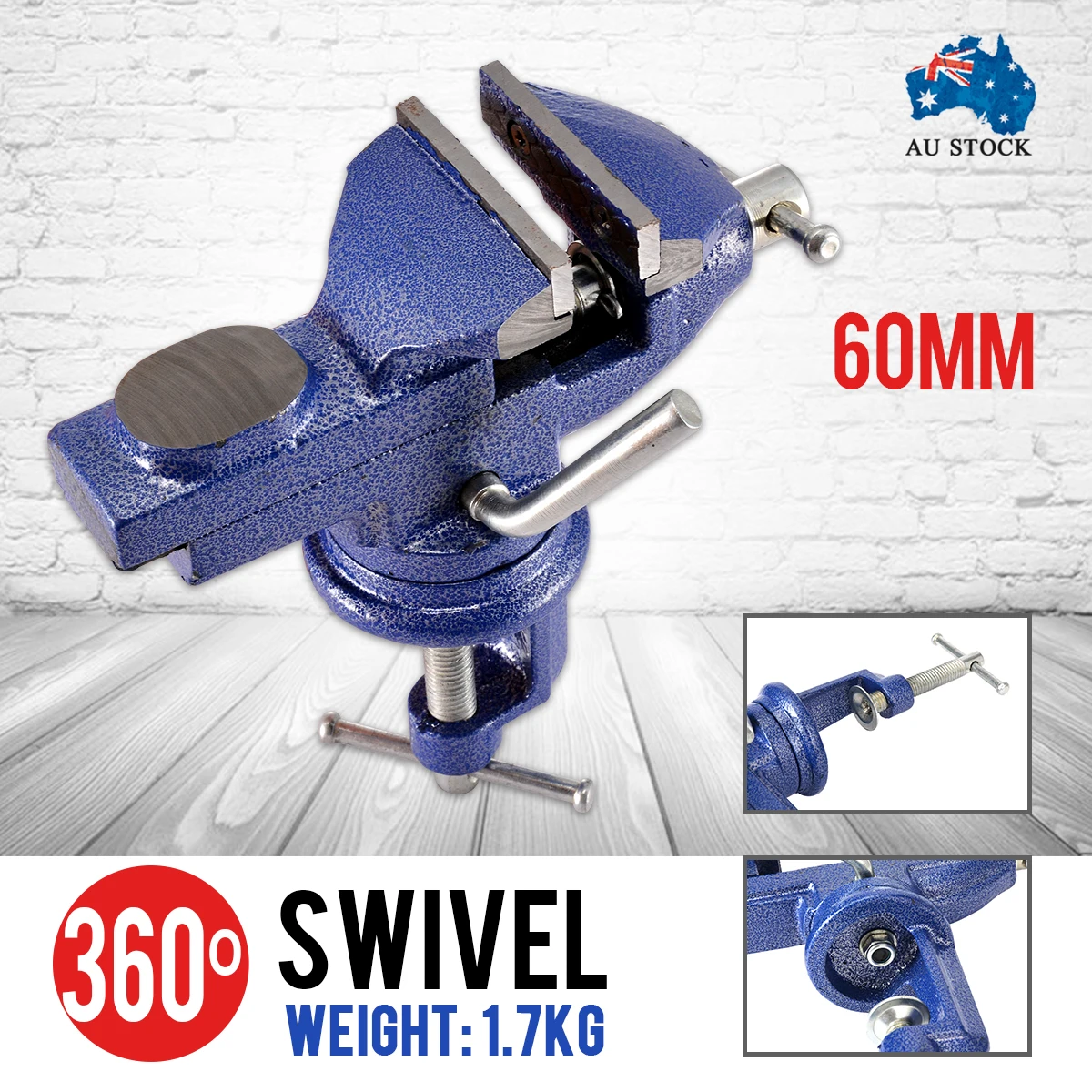 

60mm 360 Degree Swivel Clamp On Table Vise Portable Table Bench Vice Clamp Mini Vise Anvil Cast DIY Jewelers Hobby Tool