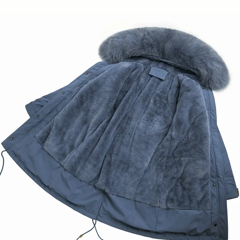 blue Женская зимняя куртка женская одежда пальто Женская Корейская винтажная парка с меховым воротником теплая подкладка женское Меховое манто ZT3995 - Цвет: blue