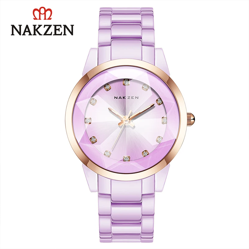 Женские кварцевые часы от ведущего бренда, роскошные модные женские часы, водонепроницаемые керамические нарядные часы, новинка, reloj mujer - Цвет: purple