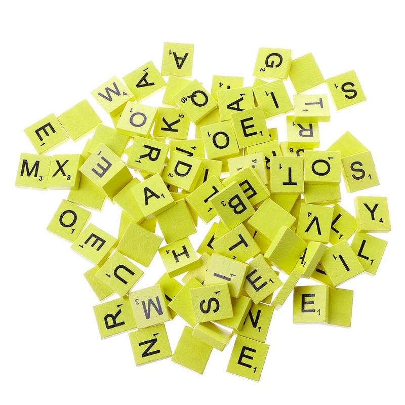 100 шт Деревянные красочные Scrabble плитки Смешанные Буквы лакированные Алфавит