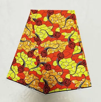 

6Yards/pc Wonderful yellow real wax fabric orange printed pattern african batik cotton wax fabric for dress WS7