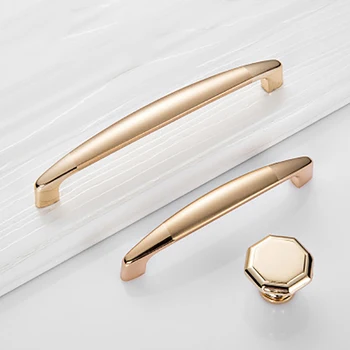 Gold Door Handles Wardrobe Drawer Pulls Kitchen Cabinet Knobs and Handles Fittings for Furniture Handles Hardware Accessories