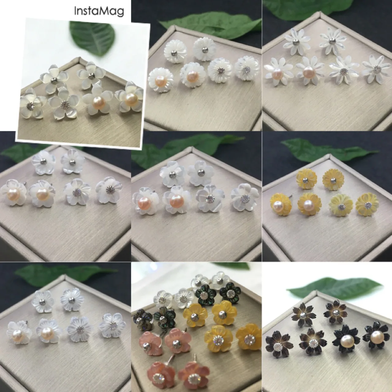 

LJHMY Natural Shell Flower Pearl Zircon 925 Silver Stud Earrings Women Girl Butterfly Earrings Gothic