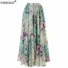 VISNXGI весна осень модные женские юбки высокая талия плиссированные с цветочным принтом Половина Длина эластичная юбка эластичные повседневные юбки