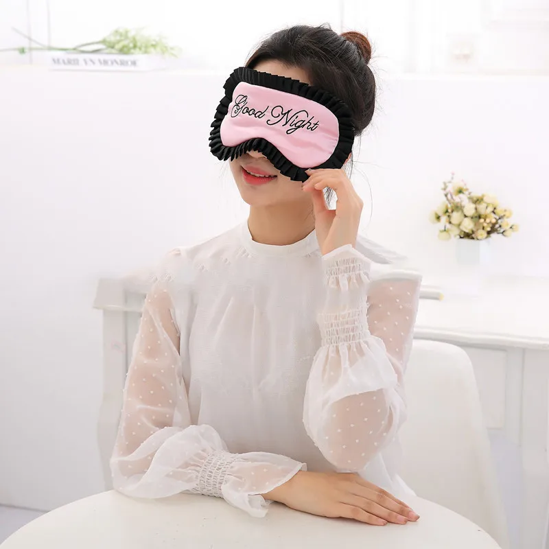 

5 Colors Duplex Soft Silk Sleeping Eye Mask Personalized Good Night Letters Printed Travel Relax Eye Patch Mask Free Shipping