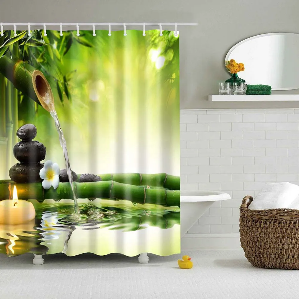 Bathroom Shower Curtain Sets Meditation Zen Picture Of Bamboo Stalks