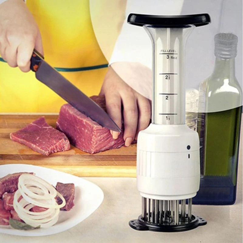 Günstig Edelstahl Fleisch Injektor Nadel Marinade Spritze Grill Fleischklopfer Gewürz Injektoren Küche BBQ Kochen Werkzeuge