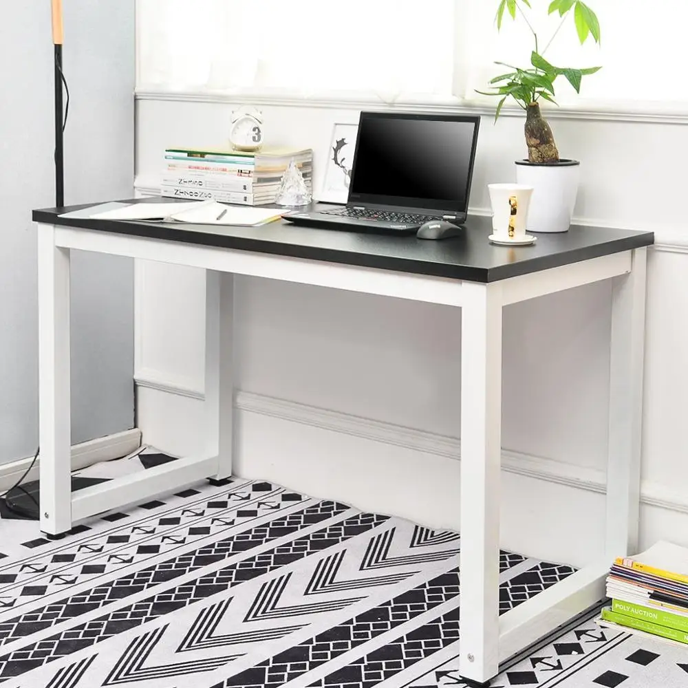 

Modern Simple Style Computer PC Laptop Desk Study Table Workstation Home Office Writing Table Stainless Frame For Apartment