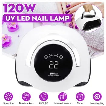 

120W High Power Nail Dryer Fast Curing Speed Gel Light Nail Lamp LED UV Lamps For All Kinds of Gel With Timer And Smart Sensor