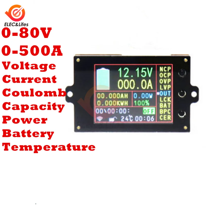 Wireless Ampere Voltage Meter DC 0-500A VOLT AMP AH SOC Remaining Capacity Power