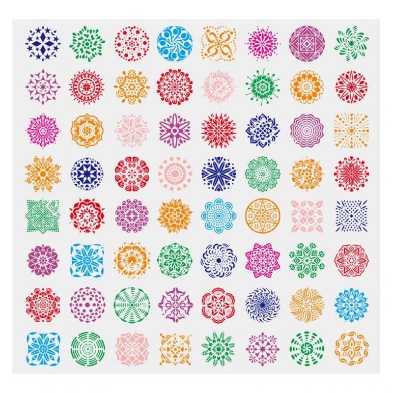 

1 Set 64 Styles Mandala Dot Painting Templates Stencils for DIY Rock Scrapbook Coloring Embossing Album Decorative