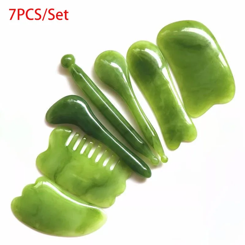 Handmade Natural Resin Face Point Guasha Massage Tool SPA Therapy Green