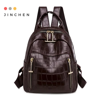 

New T-Shape Zipper Head Backpack Plaid PU Leather Bags For Women 2020 Sac A Dos Femme Women's Backpack Travel Mochilas Femininas