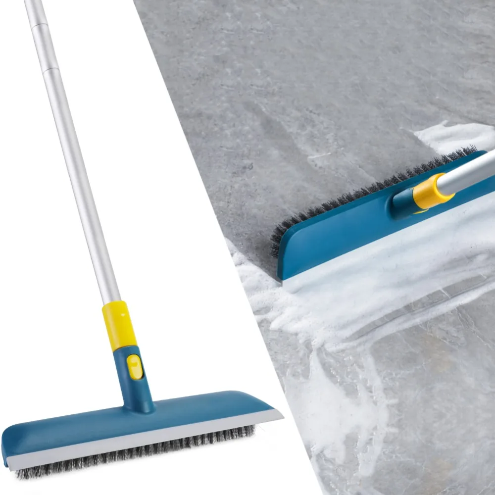 Eyliden Telescopic Broom Rubber Bristles Carpet Brush Floor Carpet Sweeper  Edge with 53 inch Adjustable Long Handle for Tile - AliExpress