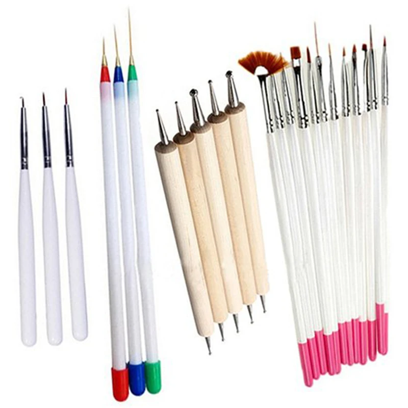 NEW-23pcs дизайн ногтей для точечного нанесения кисть для маникюра Набор бамбуковых палочек набор инструментов