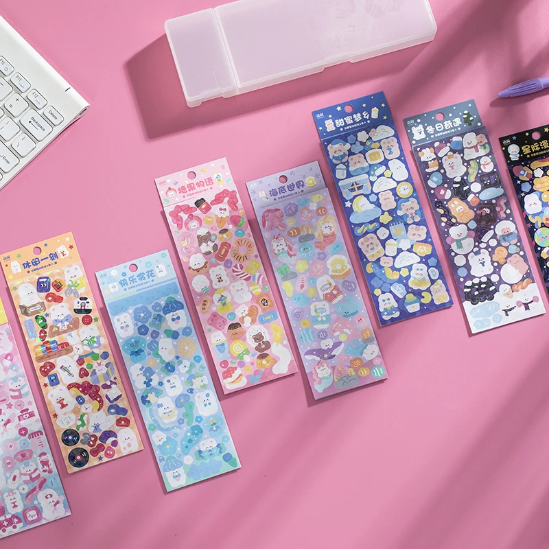 Korean Ins Colorful Ribbon Laser Sticker DIY Scrapbooking Idol Card Album  Deco Couple Gift Kawaii Stationery Decorative Stickers