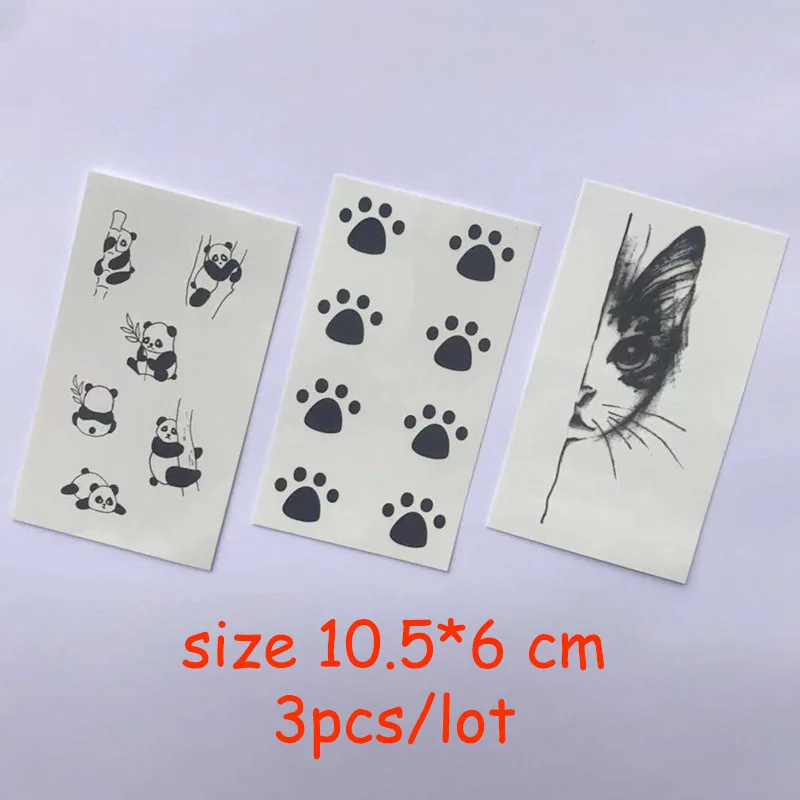 Temporary Tattoo Water Transfer Tatoo Sticker Tattoo Black Panda Paw Print Cat Tatto Body Art Fashion Tatoo Girl Boy Arm Tatto