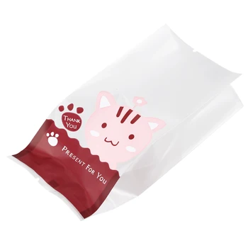 

CSS 50Pcs Present For You DIY Cat Thank You Envelope West Point Cake Bags Gift Cookie Flat Bag