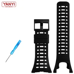 Flexible Rubber Watchband Replacement Strap (BlackB black buckle)