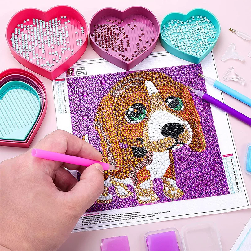 needle felting painting 5D Diamond Painting Tool Heart-Shaped Drill Diamond Tray Box Diamond Embroidery Accessories Large Capacity Tray Drill Plate Tray needle sculpting crochet