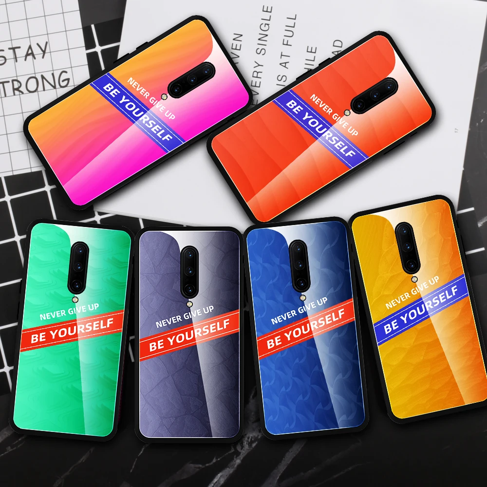 

Fashion Tempered Glass Case For Oneplus 7 Pro Colorful Veins Cover For One Plus 7 Pro Case