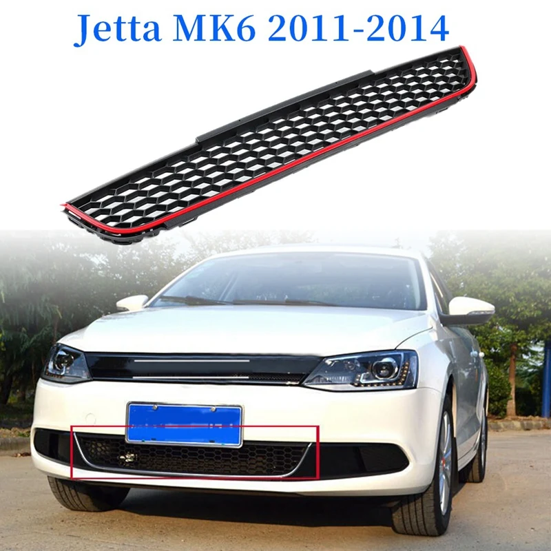 Красный передний бампер сотовая Нижняя впускная решетка в сборе для Jetta MK6 Sedan 2011
