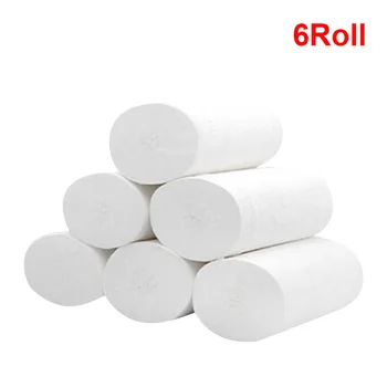 

6 Rolls Toilet Tissue Three Layer Toilet Paper Roll Home Hotel Restaurant Bathroom Washroom Soft Tissue Roll Wood Pulp Paper