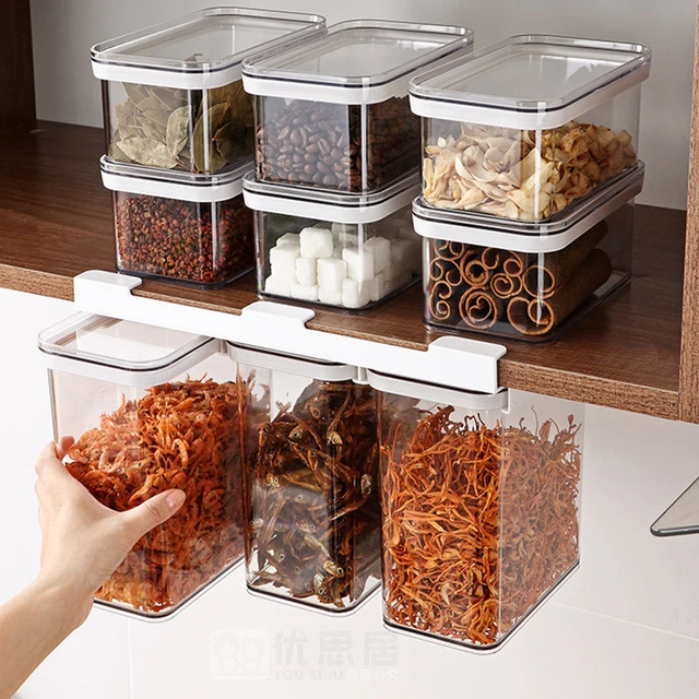 Kitchen Cabinet Hanging Grain Storage Box Wall-mounted Food Storage Cans Food  Storage Container Refrigerator Sliding Sealed Jar - AliExpress