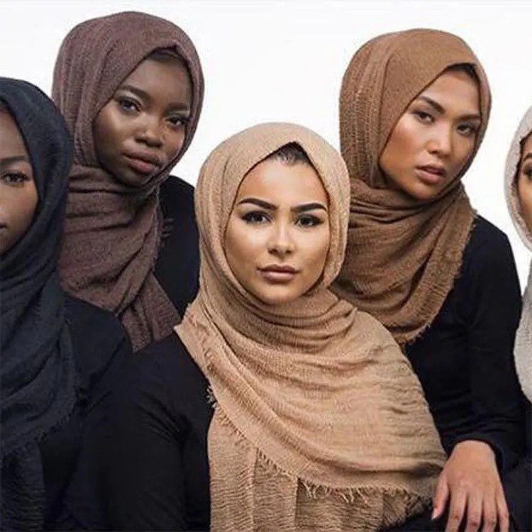 10pcs/lot Plain Wrinkle Wrap Cotton Viscose Long Shawl Scarf Women Crinkle Hijab Shawl Muslim Head Hijab Scarf wholesale